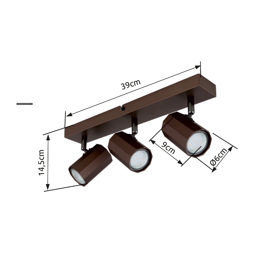 Globo - Foco 3xGU10/25W/230V castanho