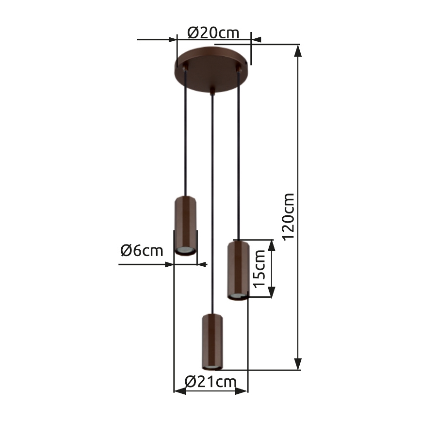 Globo - Candeeiro suspenso 3xGU10/25W/230V castanho