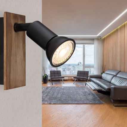 Globo - Foco de parede 1xGU10/35W/230V madeira/preto