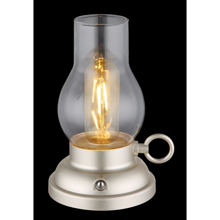 Globo - Lâmpada de mesa recarregável com toque e dimmer LED/1W/3,7V 1200 mAh cromo fosco