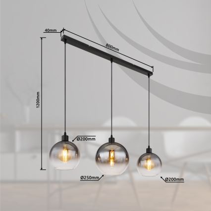 Globo - Lustre suspenso em cabo 3xE27/60W/230V