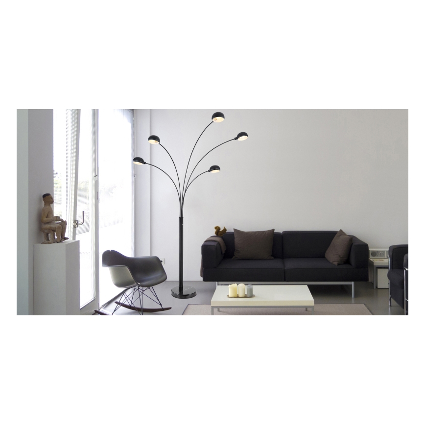 Globo - Candeeiro de chão 5xE14/40W/230V preto