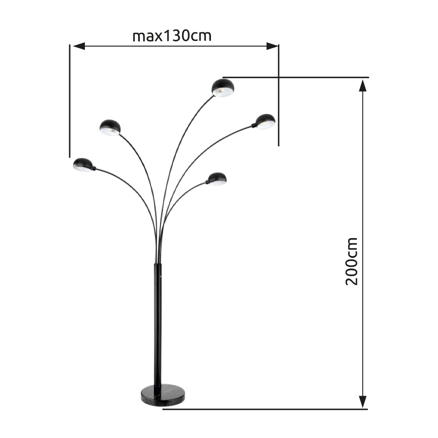 Globo - Candeeiro de chão 5xE14/40W/230V preto