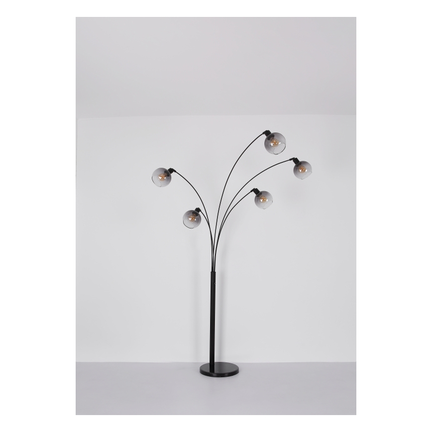 Globo - Candeeiro de chão 5xE27/40W/230V fumado