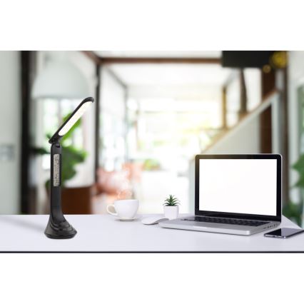 Globo - Lâmpada de mesa LED recarregável e regulável com display LED/4W/230V 2200 mAh preta