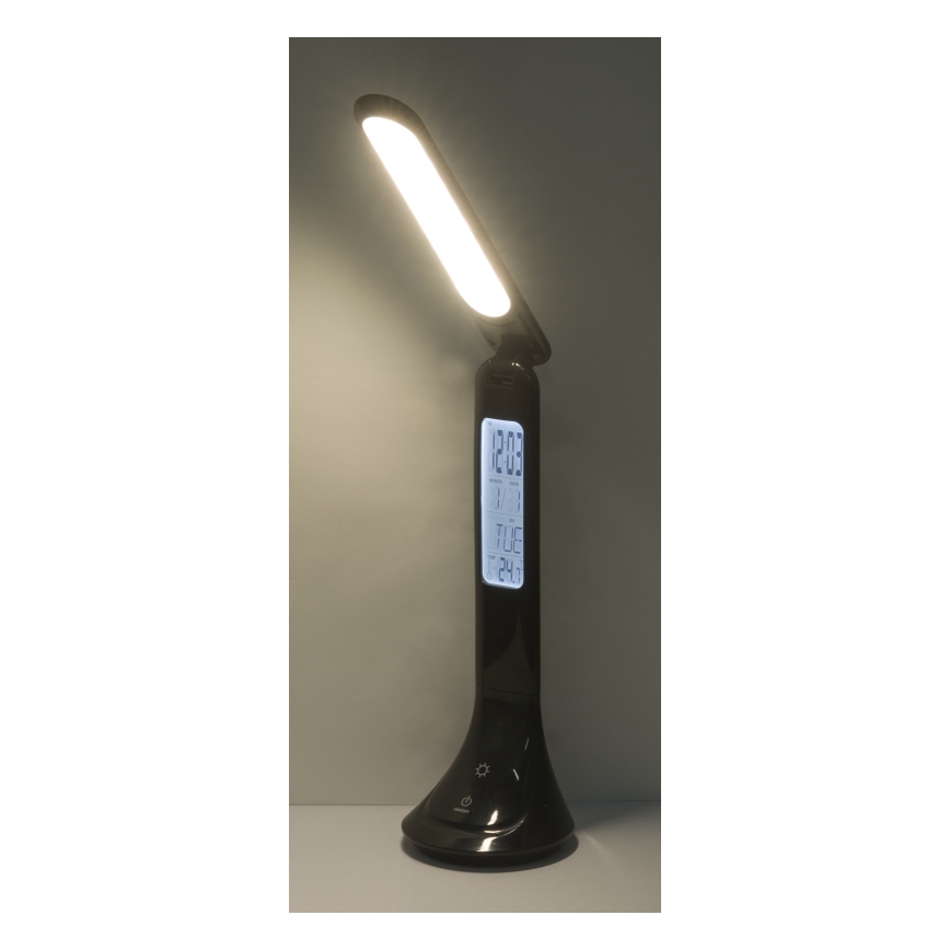 Globo - Lâmpada de mesa LED recarregável e regulável com display LED/4W/230V 2200 mAh preta