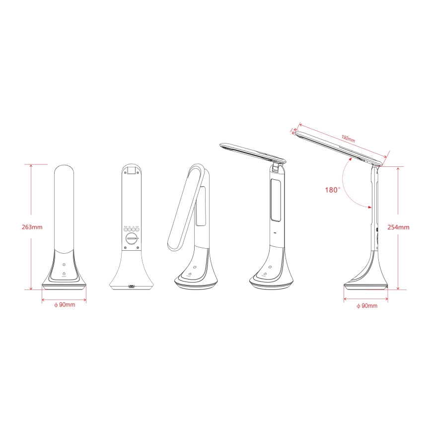 Globo - Lâmpada de mesa LED recarregável e regulável com display LED/4W/230V 2200 mAh preta
