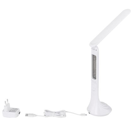 Globo - Lâmpada de mesa recarregável LED regulável com display LED/4W/230V 2200 mAh branca