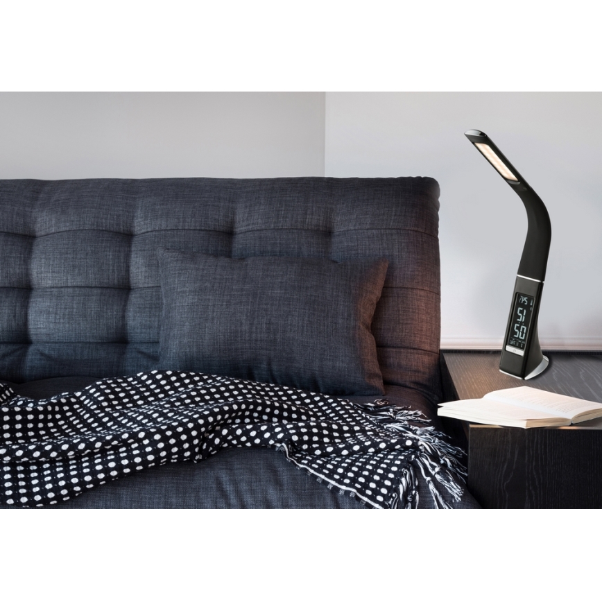 Globo - Lâmpada de mesa tátil LED regulável com visor LED/6,5W/230V 3000/4500/5800K preta