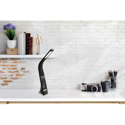 Globo - Lâmpada de mesa tátil LED regulável com visor LED/6,5W/230V 3000/4500/5800K preta