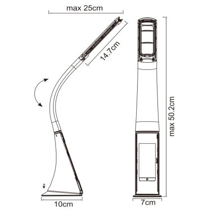 Globo - Lâmpada de mesa tátil LED regulável com visor LED/6,5W/230V 3000/4500/5800K preta