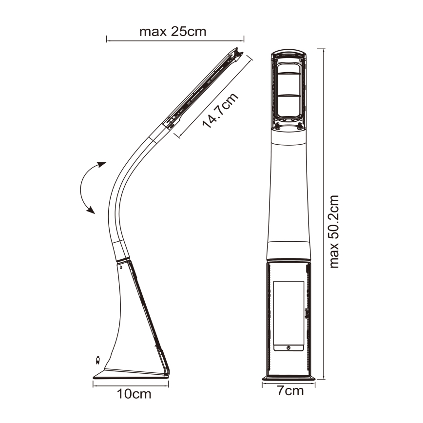 Globo - Lâmpada de mesa tátil LED regulável com visor LED/6,5W/230V 3000/4500/5800K preta