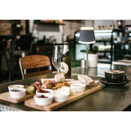 Globo - Lâmpada de mesa recarregável com toque, LED regulável LED/4,6W/3,7V 3000K 1800mAh cinza IP54