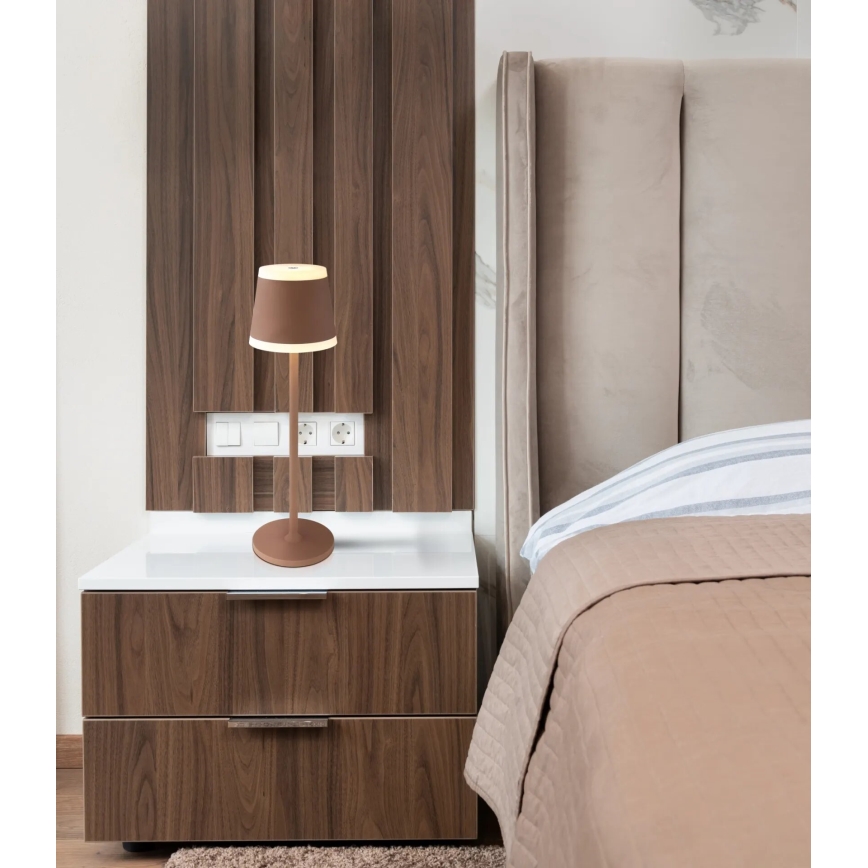 Globo - Lâmpada de mesa recarregável com toque e dimmer LED/4,6W/3,7V 3000K 1800mAh marrom IP54