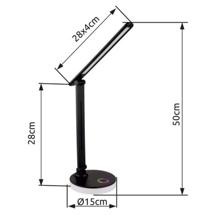 Globo - Lâmpada de mesa tátil dimmerizável LED RGBW LED/5W/230V + LED/2W 2700K/4000K/6500K preta