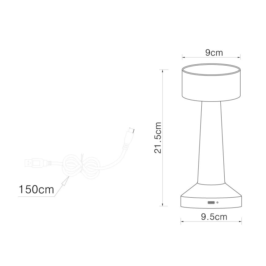 Globo - Lâmpada de mesa tátil LED regulável LED/1W/3,7V 2700K/4000K/6500K 800 mAh USB dourada