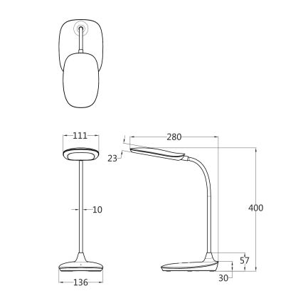 Globo - Candeeiro de mesa táctil LED com regulação LED/9W/230V 3000K/4000K/6500K CRI 90 branco