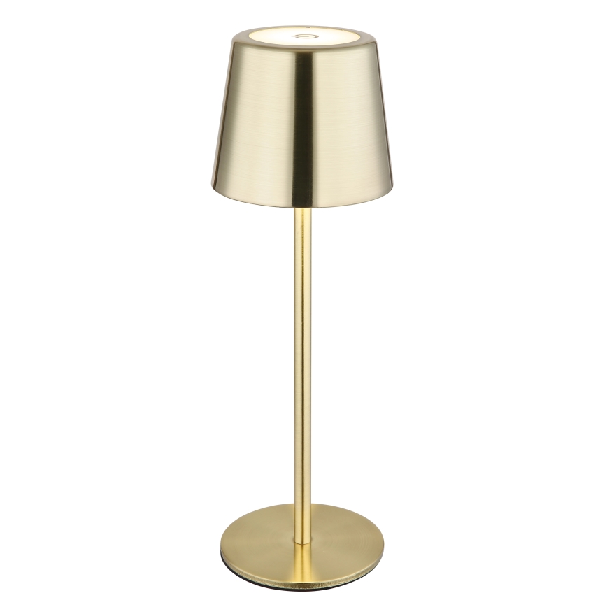 Globo - Lâmpada de Mesa LED Recarregável, Regulável com Controlo Tátil, 2W/3,7V, 3000/4000/6000K, 2200 mAh, Dourada
