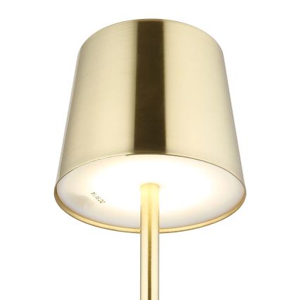 Globo - Lâmpada de Mesa LED Recarregável, Regulável com Controlo Tátil, 2W/3,7V, 3000/4000/6000K, 2200 mAh, Dourada