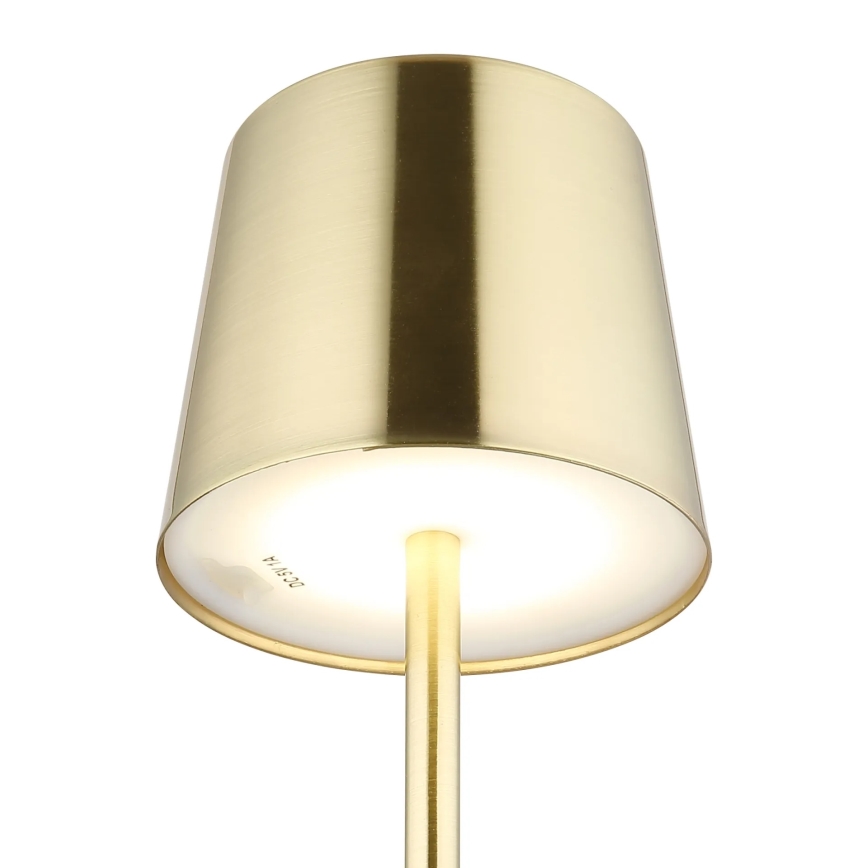 Globo - Lâmpada de Mesa LED Recarregável, Regulável com Controlo Tátil, 2W/3,7V, 3000/4000/6000K, 2200 mAh, Dourada
