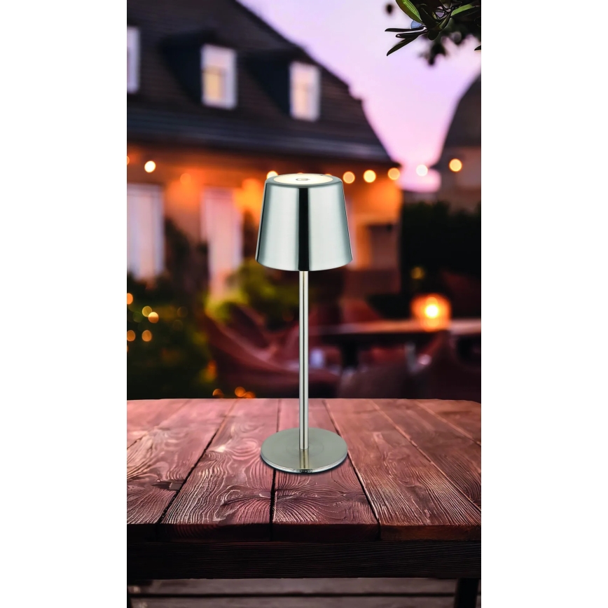 Globo - Candeeiro de mesa LED recarregável dimerizável com controlo tátil LED/2W/3,7V 3000/4000/6000K 2200 mAh cromado brilhante
