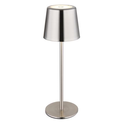 Globo - Candeeiro de mesa LED recarregável dimerizável com controlo tátil LED/2W/3,7V 3000/4000/6000K 2200 mAh cromado brilhante