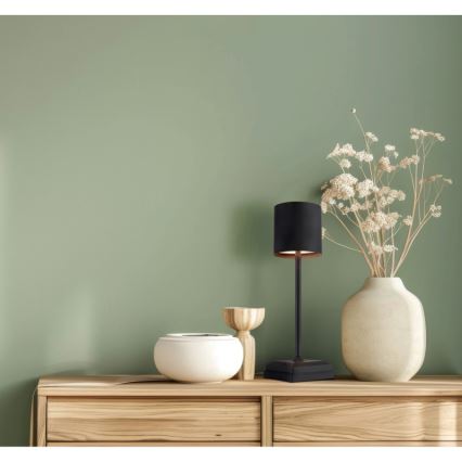 Globo - Lâmpada de Mesa LED Dimerizável Recarregável com Toque LED/1,5W/5V 2200 mAh preta