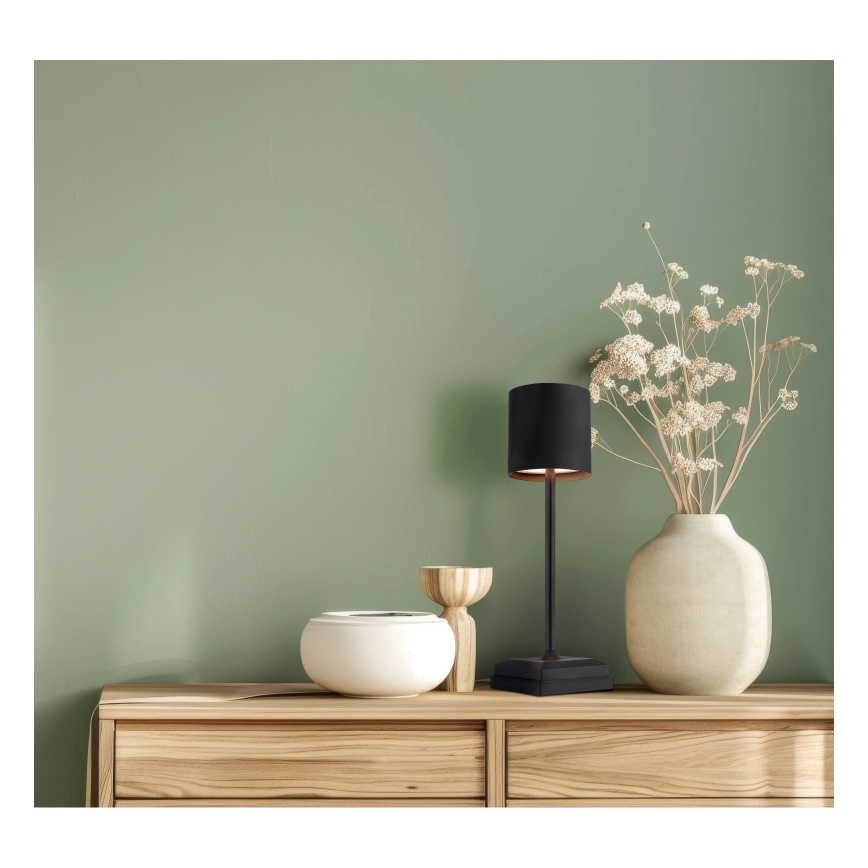 Globo - Lâmpada de Mesa LED Dimerizável Recarregável com Toque LED/1,5W/5V 2200 mAh preta