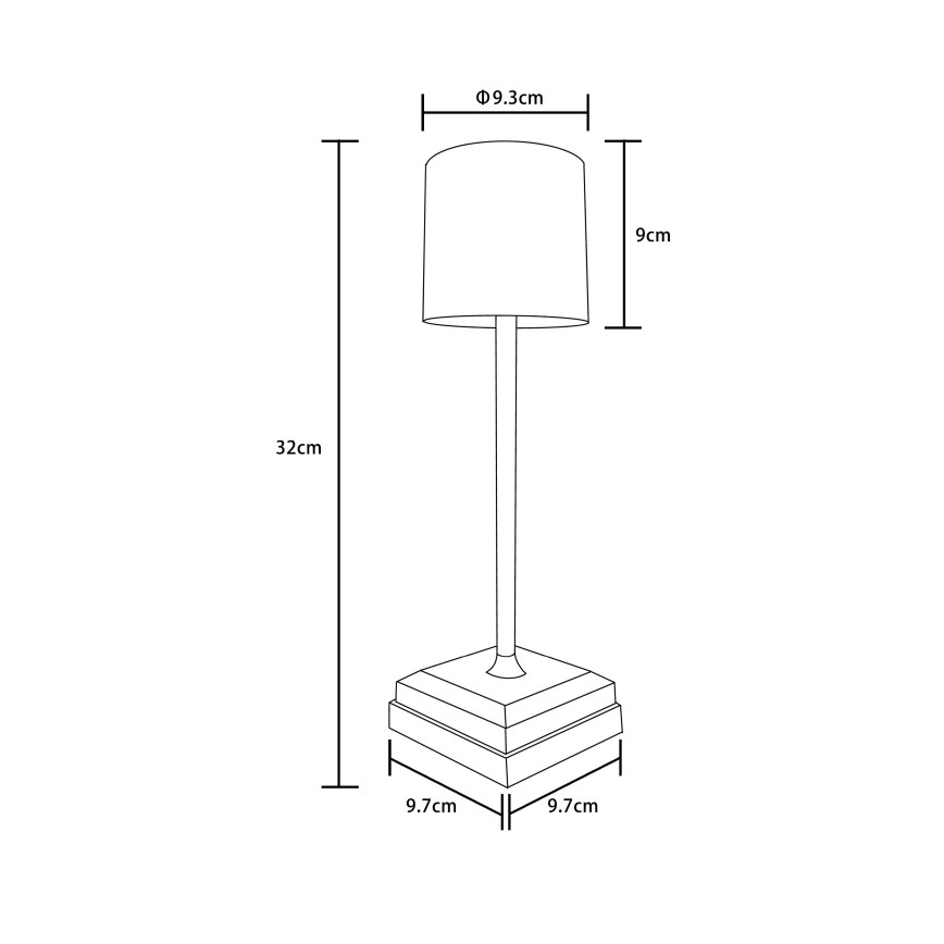 Globo - Lâmpada de Mesa LED Dimerizável Recarregável com Toque LED/1,5W/5V 2200 mAh preta