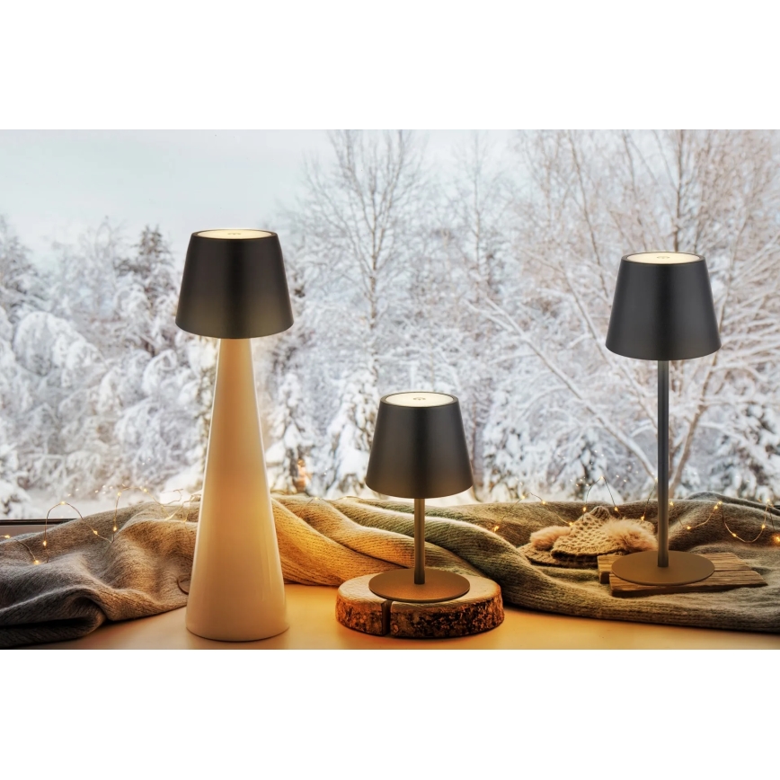 Globo - Luminária de Mesa LED Recarregável 3 em 1, Dimerizável por Toque, 3W/5V, 3000/4000/5000K, IP54, 1800 mAh, Preta