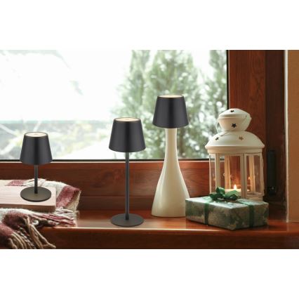 Globo - Luminária de Mesa LED Recarregável 3 em 1, Dimerizável por Toque, 3W/5V, 3000/4000/5000K, IP54, 1800 mAh, Preta