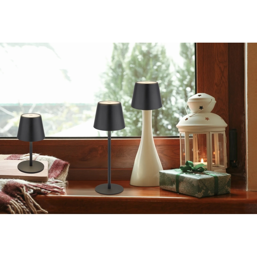 Globo - Luminária de Mesa LED Recarregável 3 em 1, Dimerizável por Toque, 3W/5V, 3000/4000/5000K, IP54, 1800 mAh, Preta