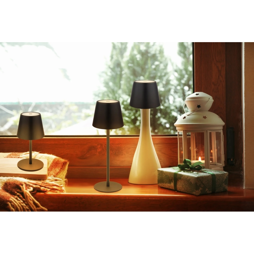 Globo - Luminária de Mesa LED Recarregável 3 em 1, Dimerizável por Toque, 3W/5V, 3000/4000/5000K, IP54, 1800 mAh, Preta