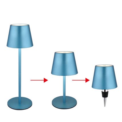 Globo - Lâmpada de mesa exterior tátil, recarregável e regulável 3 em 1 LED/3W/5V 3000/4000/5000K IP54 1800 mAh azul