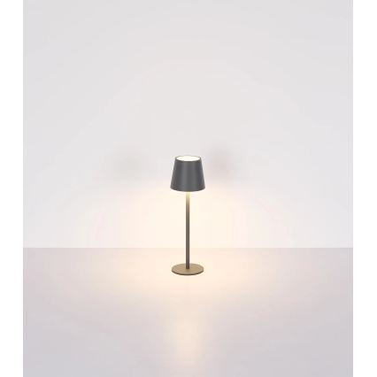 Globo - Lâmpada de mesa exterior LED 3 em 1, recarregável e dimerizável com controlo tátil, 3W/5V, 3000/4000/5000K, IP54, 1800 mAh, cinzento