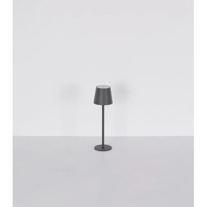 Globo - Lâmpada de mesa exterior LED 3 em 1, recarregável e dimerizável com controlo tátil, 3W/5V, 3000/4000/5000K, IP54, 1800 mAh, cinzento