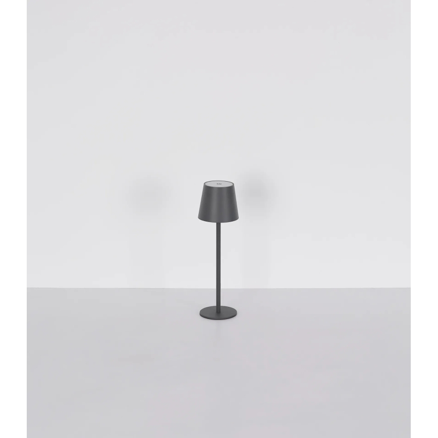 Globo - Lâmpada de mesa exterior LED 3 em 1, recarregável e dimerizável com controlo tátil, 3W/5V, 3000/4000/5000K, IP54, 1800 mAh, cinzento