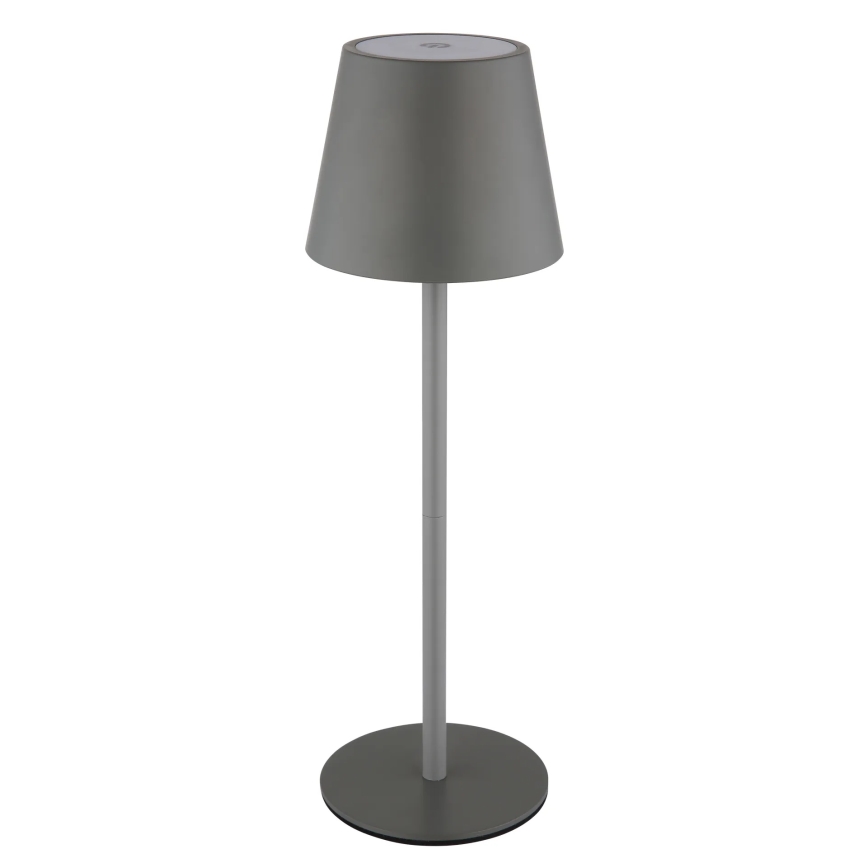 Globo - Lâmpada de mesa exterior LED 3 em 1, recarregável e dimerizável com controlo tátil, 3W/5V, 3000/4000/5000K, IP54, 1800 mAh, cinzento