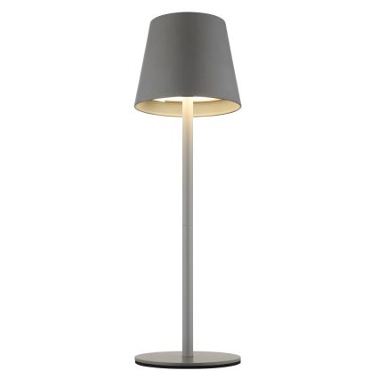 Globo - Lâmpada de mesa exterior LED 3 em 1, recarregável e dimerizável com controlo tátil, 3W/5V, 3000/4000/5000K, IP54, 1800 mAh, cinzento