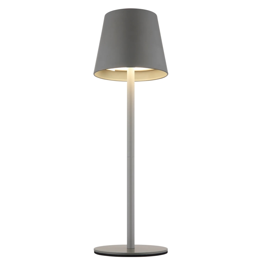 Globo - Lâmpada de mesa exterior LED 3 em 1, recarregável e dimerizável com controlo tátil, 3W/5V, 3000/4000/5000K, IP54, 1800 mAh, cinzento