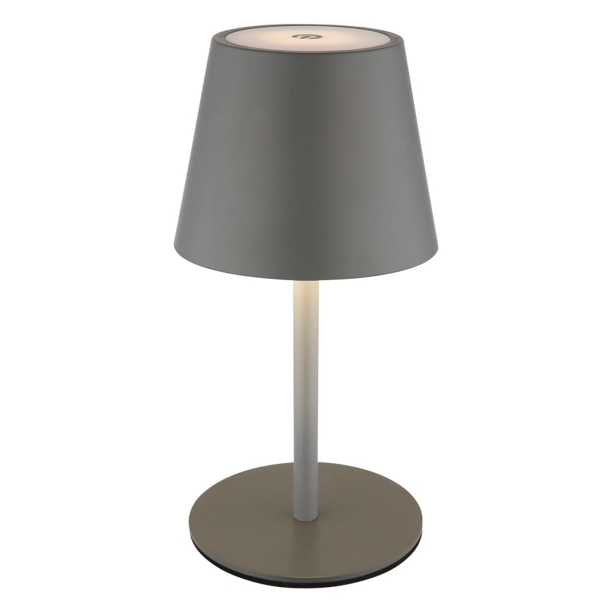 Globo - Lâmpada de mesa exterior LED 3 em 1, recarregável e dimerizável com controlo tátil, 3W/5V, 3000/4000/5000K, IP54, 1800 mAh, cinzento