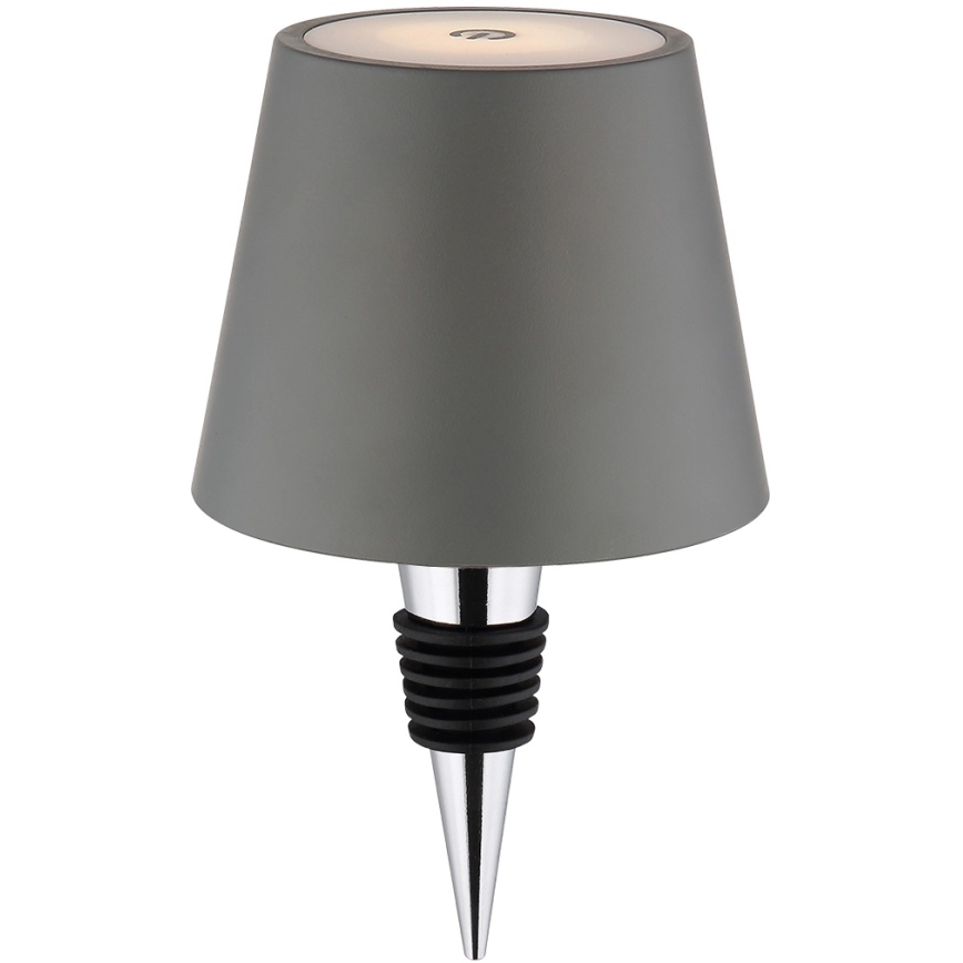 Globo - Lâmpada de mesa exterior LED 3 em 1, recarregável e dimerizável com controlo tátil, 3W/5V, 3000/4000/5000K, IP54, 1800 mAh, cinzento