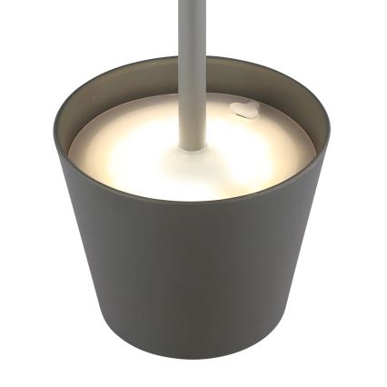 Globo - Lâmpada de mesa exterior LED 3 em 1, recarregável e dimerizável com controlo tátil, 3W/5V, 3000/4000/5000K, IP54, 1800 mAh, cinzento