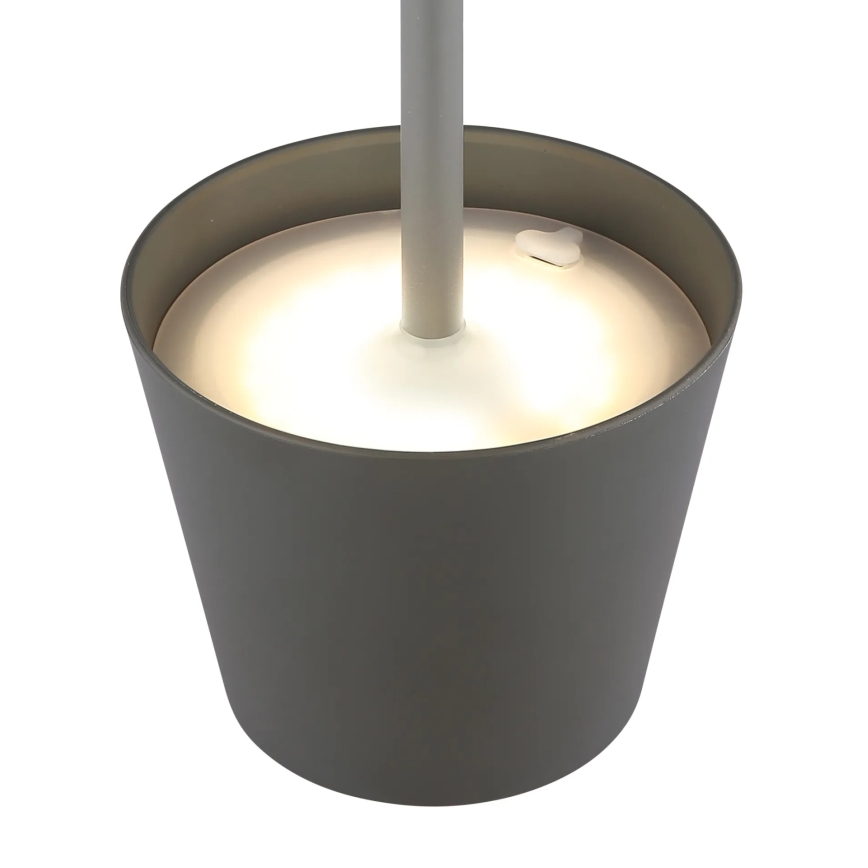 Globo - Lâmpada de mesa exterior LED 3 em 1, recarregável e dimerizável com controlo tátil, 3W/5V, 3000/4000/5000K, IP54, 1800 mAh, cinzento