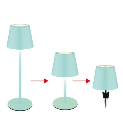 Globo - Lâmpada de mesa para exterior tátil recarregável LED regulável 3 em 1 LED/3W/5V 3000/4000/5000K IP54 1800 mAh verde menta
