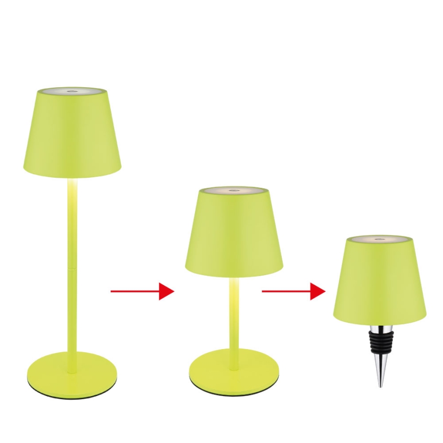 Globo - Lâmpada de mesa para exterior tátil e regulável 3 em 1 (LED, 3W/5V) 3000/4000/5000K IP54 1800 mAh verde