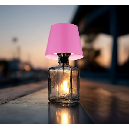 Globo - Candeeiro de mesa tátil recarregável para exterior dimável 3 em 1 LED/3W/5V 3000/4000/5000K IP54 1800 mAh rosa