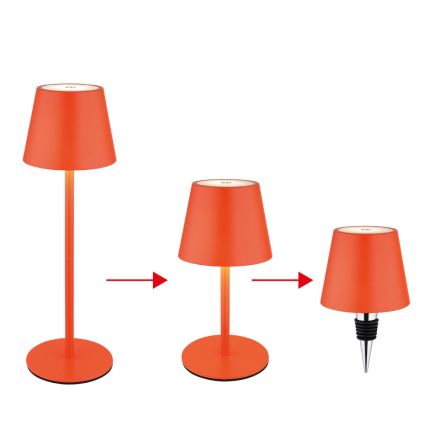 Globo - Lâmpada de Mesa LED Dimerizável Tátil Recarregável para Exterior 3 em 1 LED/3W/5V 3000/4000/5000K IP54 1800 mAh vermelha