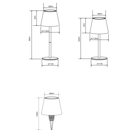 Globo - Lâmpada de mesa tátil dimerizável recarregável para exterior 3 em 1 LED/3W/5V 3000/4000/5000K IP54 1800 mAh