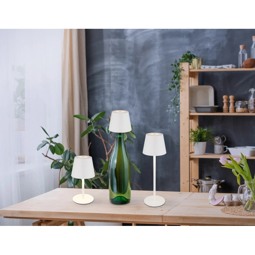 Globo - Lâmpada de mesa tátil dimerizável recarregável para exterior 3 em 1 LED/3W/5V 3000/4000/5000K IP54 1800 mAh branca